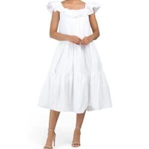 Trina Turk Palm Canyon White Midi Dress Bridal Sz s